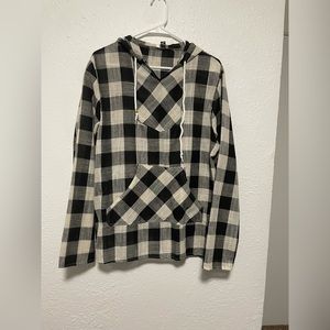 Black and white linen hoodie